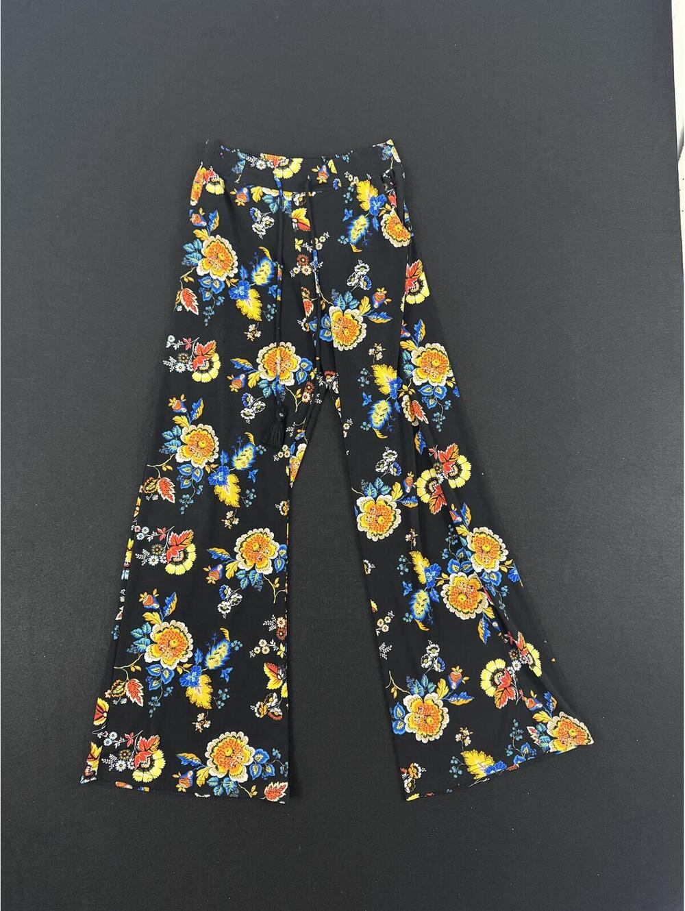 Black Floral Wide Leg Pants Size Small